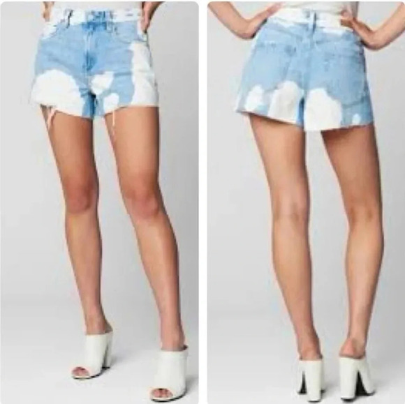 New Blank NYC The Barrow Vintage High Rise Bleached Denim Cut Off Shorts Size 25 - Picture 1 of 5